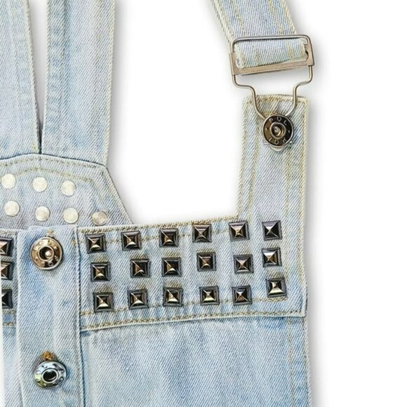 NWT POL Denim Studded Overall Side Pockets Shorts - Picture 9 of 11